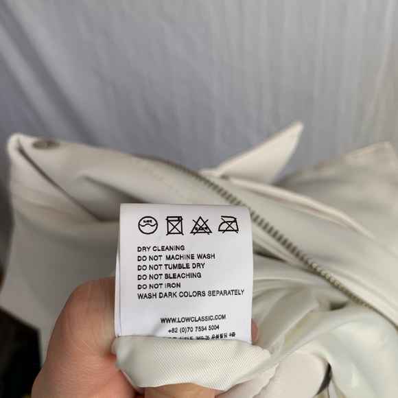 Low Classic Designer Korean Brand White Faux Leather Cargo Oversized Jacket - Picture 7 of 13